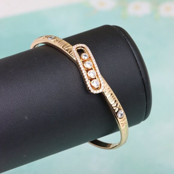 Rose Gold Roman Numeral Bangle with Crystal Bar, XPBL0571 - Picture 6 of 12